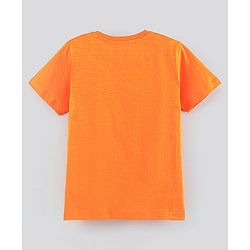 Pine Kids Bio Washed Half Sleeves T Shirt Text Print - Orange