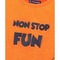 Pine Kids Bio Washed Half Sleeves T Shirt Text Print - Orange