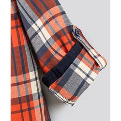 Pine Kids Full Sleeves Shirt Checks Print - Orange