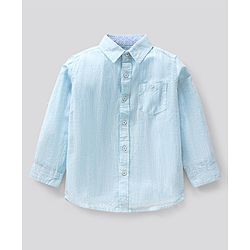 Pine Kids Full Sleeves Softener Washed Linen Shirt - Light Blue