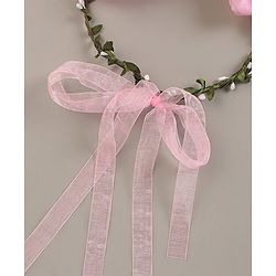 Pine Kids Hair Band With Floral Tiara - Pink White