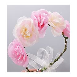 Pine Kids Hair Band With Floral Tiara - Pink White