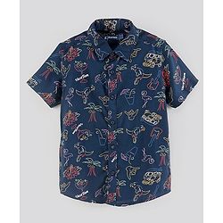 Pine Kids Half Sleeves Shirt All Over Print - Navy Blue