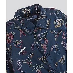 Pine Kids Half Sleeves Shirt All Over Print - Navy Blue
