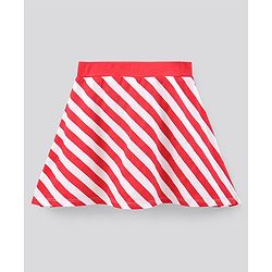 Pine Kids Above Knee Length Biowashed Skirt Stripes Print- Red