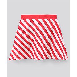 Pine Kids Above Knee Length Biowashed Skirt Stripes Print- Red