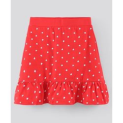 Pine Kids Biowashed Skirt Heart Print - Red
