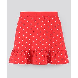 Pine Kids Biowashed Skirt Heart Print - Red