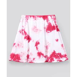 Pine Kids Above Knee Length Biowash Tie & Dye Skirt  - Pink White