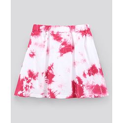 Pine Kids Above Knee Length Biowash Tie & Dye Skirt  - Pink White