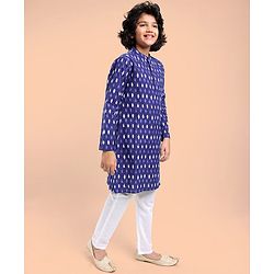Pine Kids Full Sleeves Printed Kurta and Pyjama Set - Indigo Blue