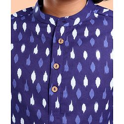 Pine Kids Full Sleeves Printed Kurta and Pyjama Set - Indigo Blue