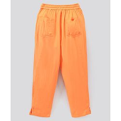 Pine Kids Woven Elasticated Waistband With A Drawcord & Softener Wash Solid Trousers - Orange