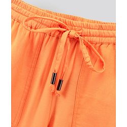 Pine Kids Woven Elasticated Waistband With A Drawcord & Softener Wash Solid Trousers - Orange