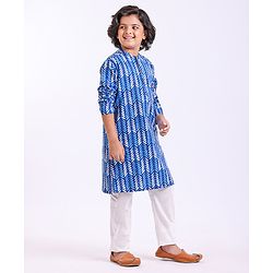 Pine Kids Full Sleeves Printed Kurta & Pyjama Set- Blue