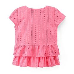 Pine Kids Half Sleeves Schiffli Embroidered Top - Pink