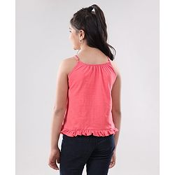Pine Kids Singlet Sleeves Bio Washed Top Palm Leaves & Text Print Pack of 2 - Coral White