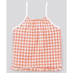 Pine Kids Singlet Sleeves Bio Washed Top Checks & Stripes Print Pack of 2 - White