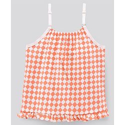 Pine Kids Singlet Sleeves Bio Washed Top Checks & Stripes Print Pack of 2 - White