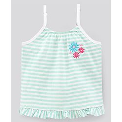 Pine Kids Singlet Sleeves Bio Washed Top Checks & Stripes Print Pack of 2 - White