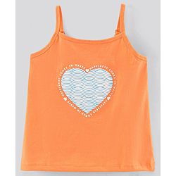 Pine Kids Singlet Sleeves Biowashed Tops Heart & Floral Print Pack Of 2 - Orange White