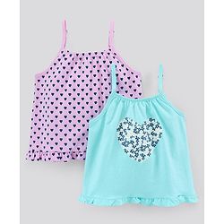 Pine Kids Cotton Sleeveless Tops Printed Pack of 2 - Purple Blue