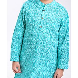Pine Kids Full Sleeves Printed Kurta & Pyjama Set - Turquoise