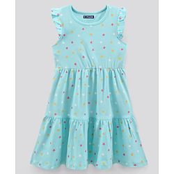 Pine Kids Sleeveless Bio Wash Frock Polka Dot Print- Blue