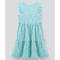 Pine Kids Sleeveless Bio Wash Frock Polka Dot Print- Blue