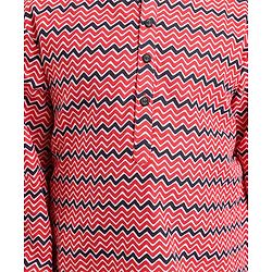 Pine Kids Full Sleeves Chevron Printed Kurta Pyjama Set - Red