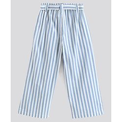 Pine Kids Frilled Sleeves Striped Top And Pant Set - Blue White
