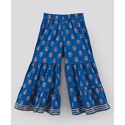 Pine Kids Kurti & Sharara Set with Dupatta Printed- Blue