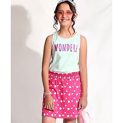 Pine Kids Sleeveless Top & Skirt Set Wonder Print - Pink Blue