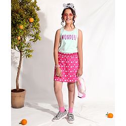 Pine Kids Sleeveless Top & Skirt Set Wonder Print - Pink Blue