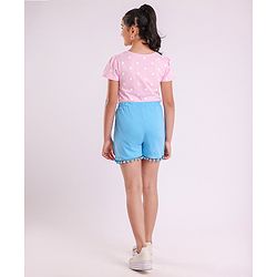 Pine Kids Half Sleeves Tee & Shorts Set Polka Dot Print - Pink Blue