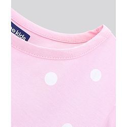 Pine Kids Half Sleeves Tee & Shorts Set Polka Dot Print - Pink Blue