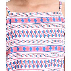 Pine Kids Singlet Sleeves Woven Top With Denim Shorts Printed - Multicolor
