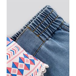 Pine Kids Singlet Sleeves Woven Top With Denim Shorts Printed - Multicolor