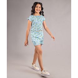 Pine Kids Cropped Length Top with High Waist Printed Shorts - Multicolor