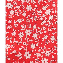 Pine Kids Cotton Floral Printed Top & Denim Shorts Set  - Red