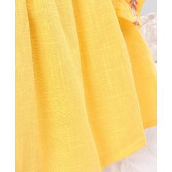 Pine Kids Flutter Sleeves Top & Shorts Set Floral Embroidery - Yellow