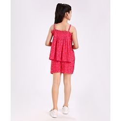 Pine Kids Singlet Sleeves Top & Shorts Set Floral Print - Pink