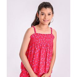 Pine Kids Singlet Sleeves Top & Shorts Set Floral Print - Pink