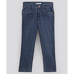 Pine Kids Full Length Solid Color Stretchable Denim Jeans - Dark Blue
