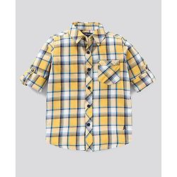 Pine Kids Full Sleeves Shirt Checks Print - Yellow