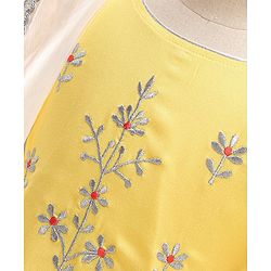 Pine Kids 3/4th Sleeves Embroidered Choli with Printed Lehenga - Yellow Silver