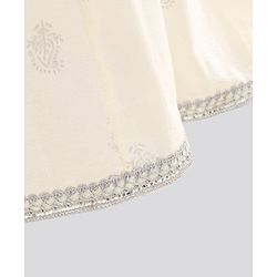 Pine Kids 3/4th Sleeves Embroidered Choli with Printed Lehenga - Yellow Silver