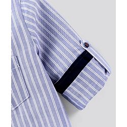 Pine Kids Full Sleeves Striped Shirt Softener Wash - Grey White