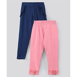 Pine Kids Organic Ankle Length Solid Legging Pack of 2 - Blue Pink