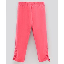 Pine Kids Capri Length Biowashed Solid Leggings Pack Of 2 - Pink Blue